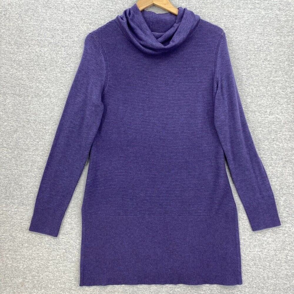 Adrienne Vittadini Sweater Womens Medium Purple Cowl Neck Long Sleeve Tunic